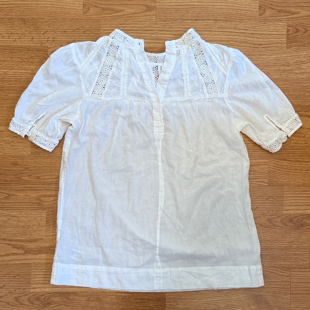 White Lace Trim Blouse